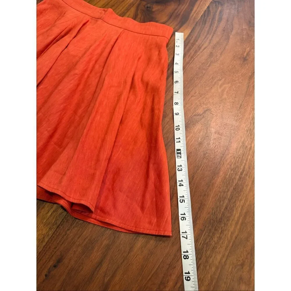 Sezane Editions Women's Orange Pleated Mini A-Line Skirt Size 34/2 NWT